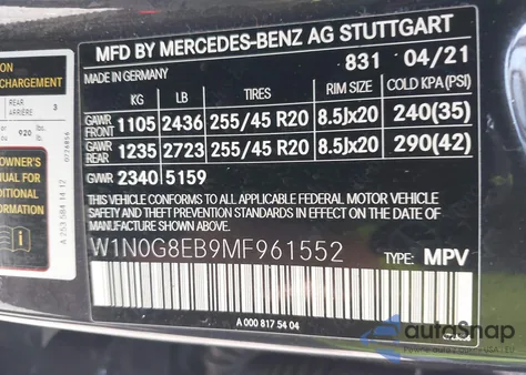 2021 Mercedes-Benz Glc 300 4Matic Suv z USA, uszkodzony, nr VIN W1N0G8EB9MF961552